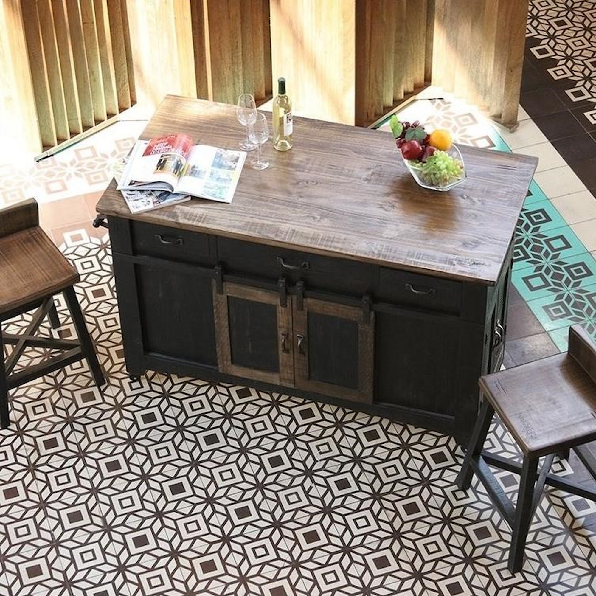 International Furniture Direct Pueblo IFD370ISLAND Kitchen Island with